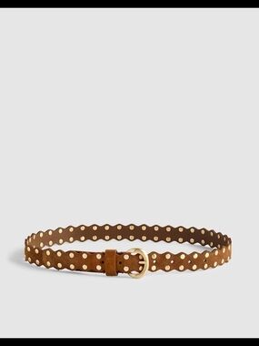 Madewell Brown Suede Belt with Gold-Tone Rounded Buckle